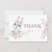 Bunny Baby shower rose merci Carte de notes (Devant)