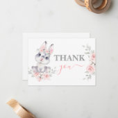 Bunny Baby shower rose merci Carte de notes (Devant/Arrière en situation)