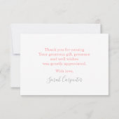 Bunny Baby shower rose merci Carte de notes (Dos)