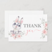 Bunny Baby shower rose merci Carte de notes (Devant / Derrière)