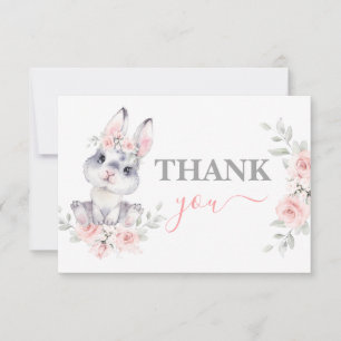 Bunny Baby shower rose merci Carte de notes