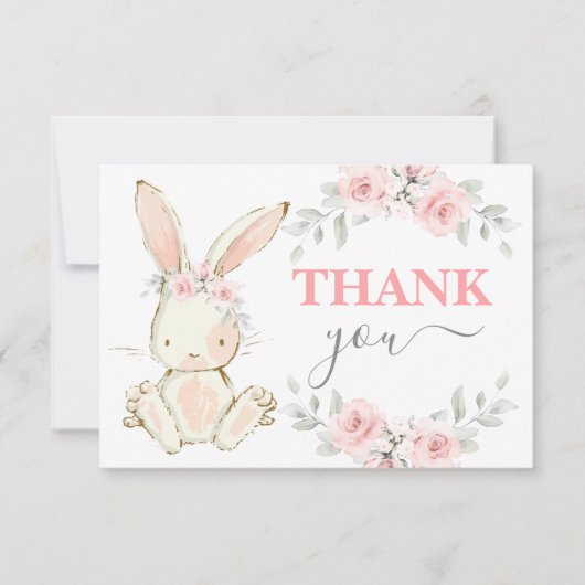 Bunny Baby shower rose merci Carte de notes (Devant)