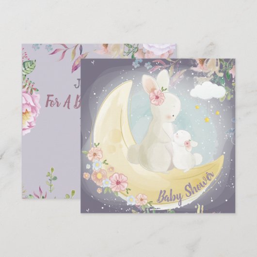Bunny Baby shower Uitnodiging (Voorkant / Achterkant)