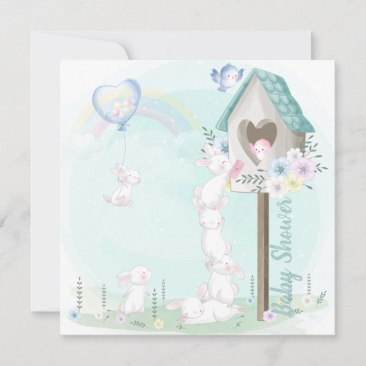 Bunny Baby shower Uitnodiging (Voorkant)