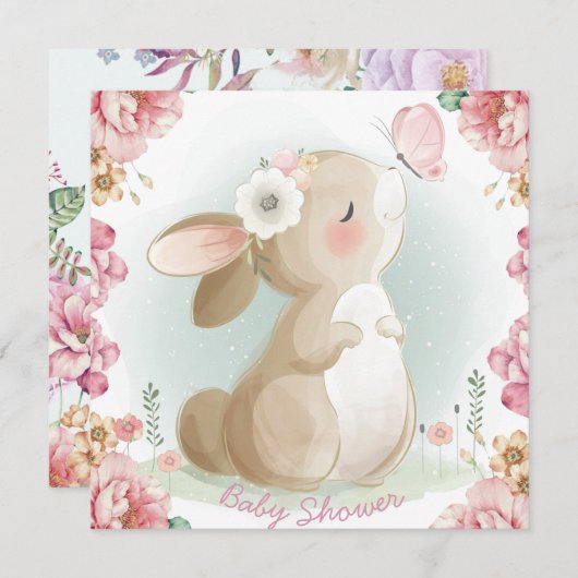 Bunny Baby shower Uitnodiging (Voorkant / Achterkant)