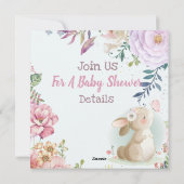 Bunny Baby shower Uitnodiging (Achterkant)