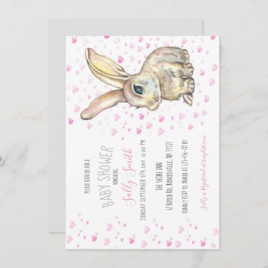 Bunny Baby shower Uitnodiging (Voorkant / Achterkant)