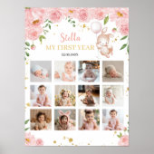 Bunny Balloon Anniversaire Photo Jalon Poster (Devant)