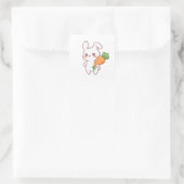 Bunny & Balloon – Sweet Kawaii Style Vierkante Sticker (Tas)