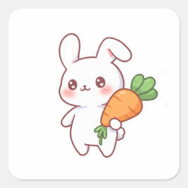 Bunny & Balloon – Sweet Kawaii Style Vierkante Sticker