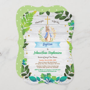 Bunny Baptism Christening First Communion greenery Kaart