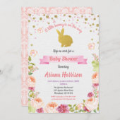Bunny bébé fille douche invitation pour Pâques (Devant / Derrière)