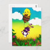 Bunny Bee Chicks Easter Hunt Waterverf Briefkaart (Voorkant / Achterkant)