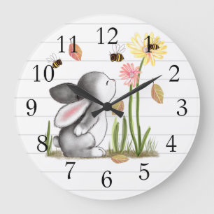 Bunny Bees Floral Wall Clock Grote Klok