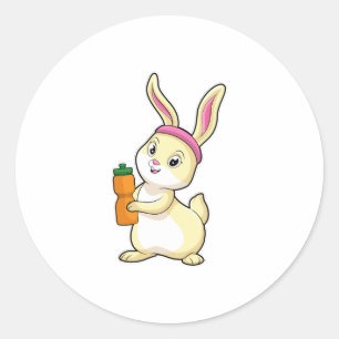 Bunny bij Fitness met Drink fles Ronde Sticker