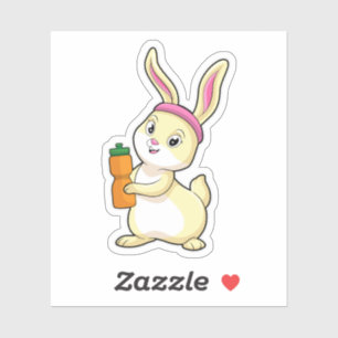 Bunny bij Fitness met Drink fles Sticker