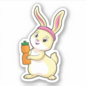 Bunny bij Fitness met Drink fles Sticker (Voorkant)