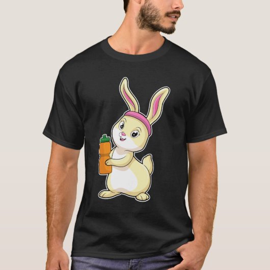 Bunny bij Fitness met Drink fles T-shirt (Voorkant)