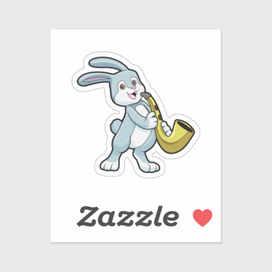 Bunny bij Muziek met Saxophone Sticker (Vel)