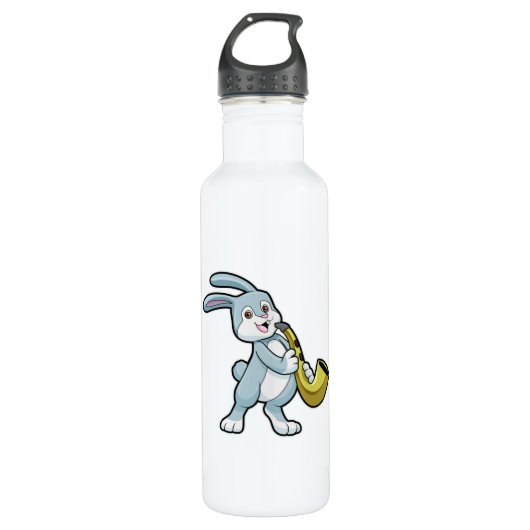 Bunny bij Muziek met Saxophone Waterfles (Voorkant)