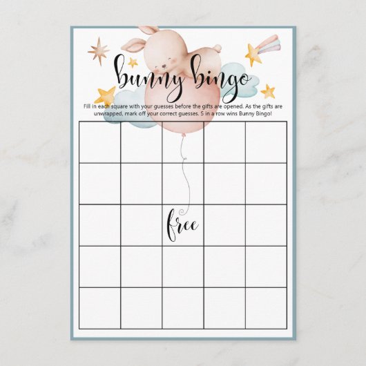 Bunny Bingo Ballon & Shooting Star Shower Spel Informatiekaartje (Voorkant)
