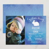 Bunny Birthday Boy Easter 1st First Birthday Kaart (Voorkant / Achterkant)