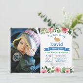 Bunny Birthday Boy Easter 1st First Birthday Kaart (Staand voorkant)