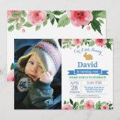 Bunny Birthday Boy Easter 1st First Birthday Kaart (Voorkant / Achterkant)