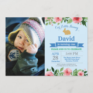 Bunny Birthday Boy Easter 1st First Birthday Kaart