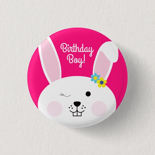 Bunny Birthday Cute Kind Rabbit Party Ronde Button 3,2 Cm (Voorkant)