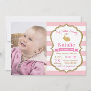 Bunny Birthday Girl Easter 1e verjaardag Kaart