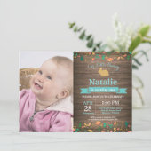 Bunny Birthday Girl Easter 1e verjaardag Kaart (Staand voorkant)