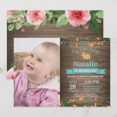 Bunny Birthday Girl Easter 1e verjaardag Kaart (Voorkant / Achterkant)