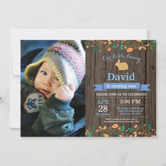 Bunny Birthday Girl Easter 1e verjaardag Kaart (Voorkant)