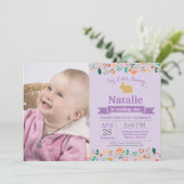 Bunny Birthday Girl Easter 1e verjaardag Kaart (Staand voorkant)