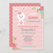 Bunny Birthday Invitation / Bunny Invitation Kaart (Voorkant / Achterkant)