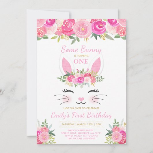 Bunny Birthday nodigt Bunny Birthday uit Kaart (Voorkant)