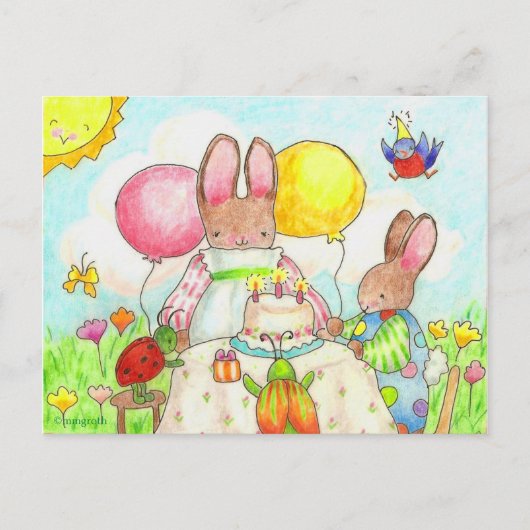 Bunny Birthday Party Briefkaart (Voorkant)