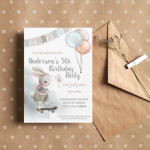 Bunny Birthday Party Invitation Kaart