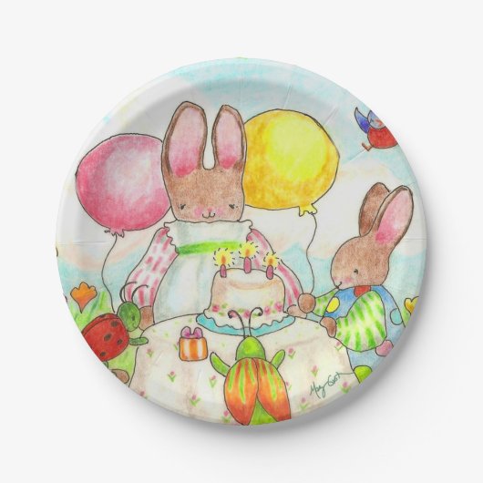 Bunny Birthday Party Paper Bord (Voorkant)