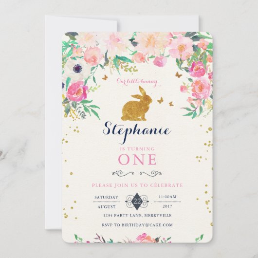 Bunny Birthday Uitnodiging (Voorkant)