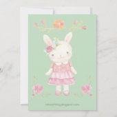 Bunny Birthday Uitnodiging pasteel Girls Rabbit (Achterkant)
