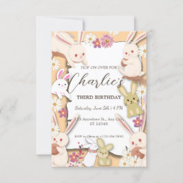 Bunny Birthday-uitnodiging voor kinderen Kaart