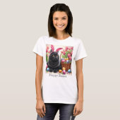 Bunny Black Cat Happy Easter Pink T-shirt (Voorkant volledig)