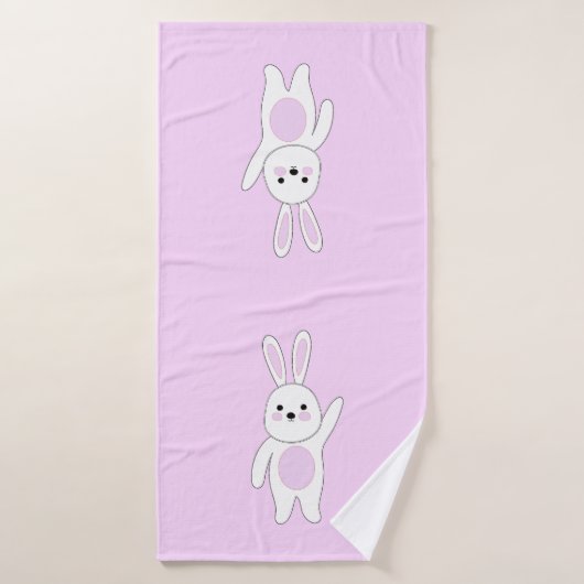 Bunny. Blanc et rose (Serviette de bain)