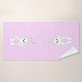 Bunny. Blanc et rose (Serviette de bain)