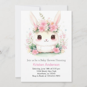 Bunny Bliss: Whimsical Baby Girl's Shower Kaart
