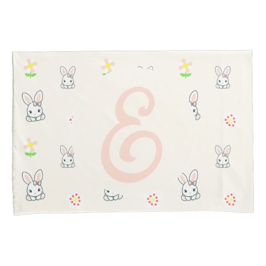 Bunny Bloom Delight Kussensloop (Voorkant-Rechts)