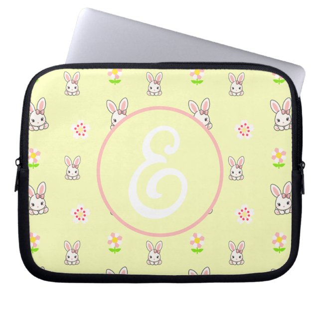 Bunny Bloom Delight Laptop Sleeve (Voorkant)