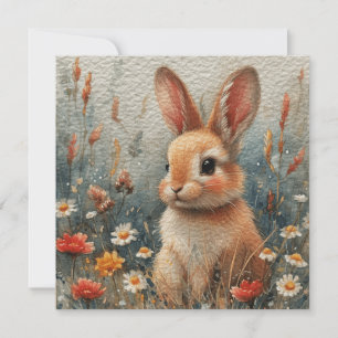 Bunny Blossom Bloom: Floral Notecard🌺Digital Feestdagenkaart